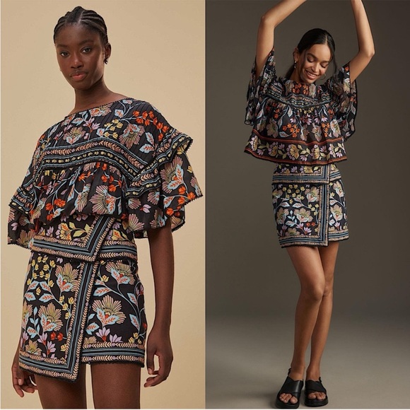 FARM Rio Floral Mini Skirt - Black, Blue, Yellow, Pink - Picture 2 of 9